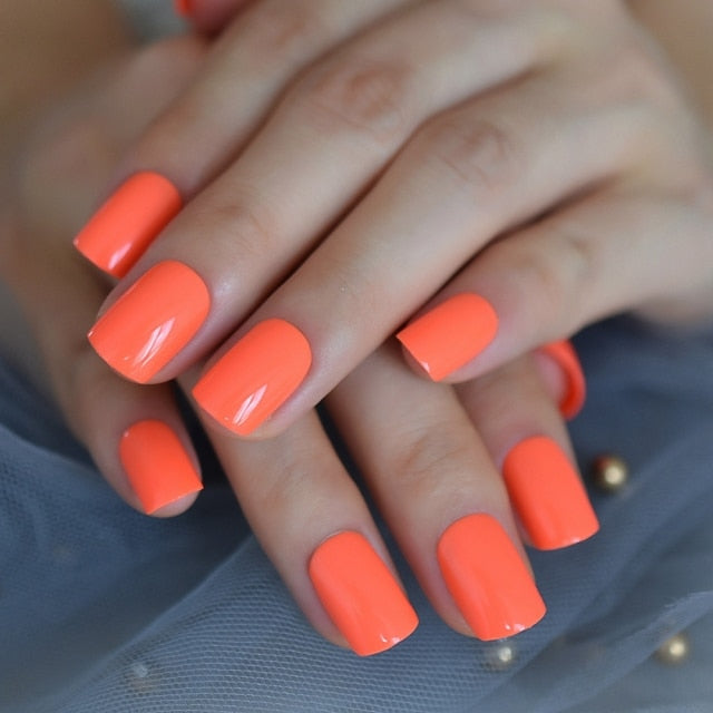 Summer Short Natural Nude White French Nail Tips False Fake Nails UV Gel Press on Ultra Easy Wear for Home Office Wear