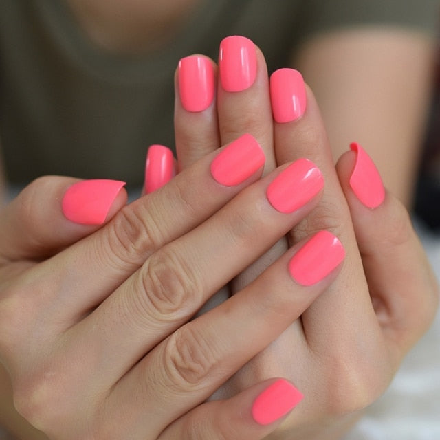Summer Short Natural Nude White French Nail Tips False Fake Nails UV Gel Press on Ultra Easy Wear for Home Office Wear