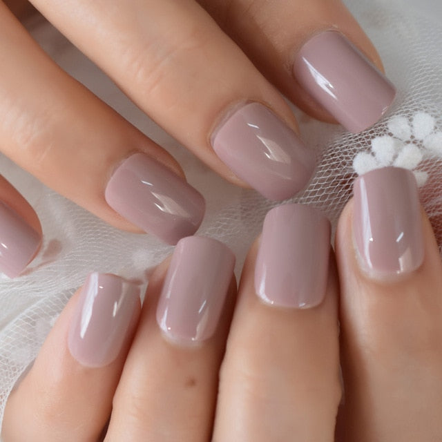 Summer Short Natural Nude White French Nail Tips False Fake Nails UV Gel Press on Ultra Easy Wear for Home Office Wear