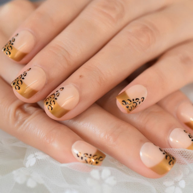 Summer Short Natural Nude White French Nail Tips False Fake Nails UV Gel Press on Ultra Easy Wear for Home Office Wear