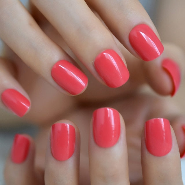 Summer Short Natural Nude White French Nail Tips False Fake Nails UV Gel Press on Ultra Easy Wear for Home Office Wear