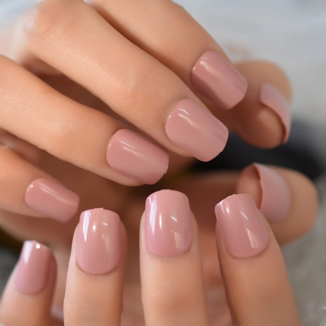 Summer Short Natural Nude White French Nail Tips False Fake Nails UV Gel Press on Ultra Easy Wear for Home Office Wear