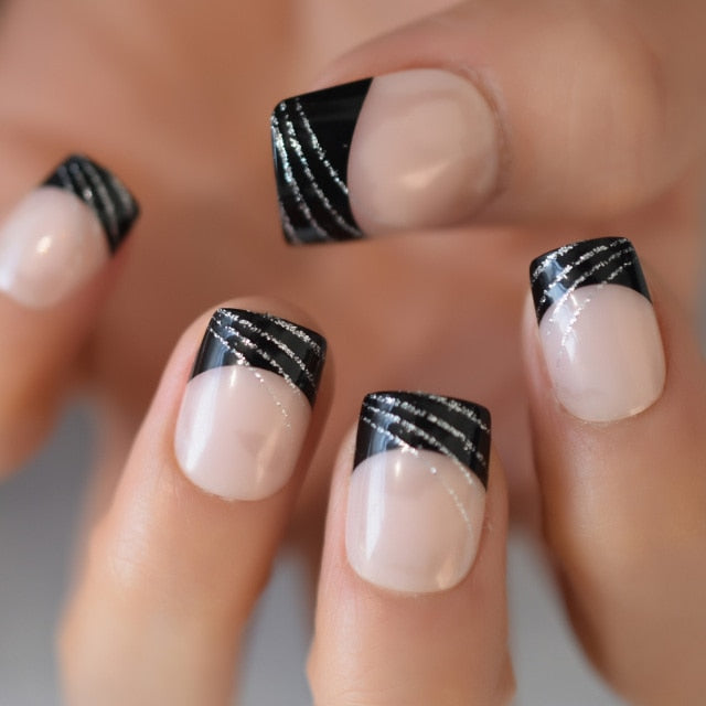 Summer Short Natural Nude White French Nail Tips False Fake Nails UV Gel Press on Ultra Easy Wear for Home Office Wear