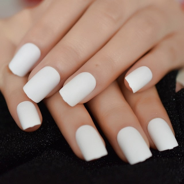 Summer Short Natural Nude White French Nail Tips False Fake Nails UV Gel Press on Ultra Easy Wear for Home Office Wear