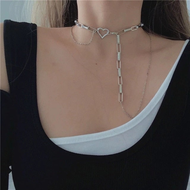 Kpop Harajuku Goth Hollow Butterfly Cross Long Tassel Punk Clavicle Chain Choker Necklace For Women Egirl Street Fashion Jewelry