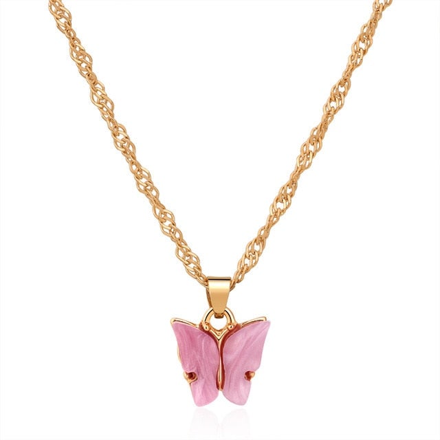 Shiny Big Butterfly Pendant Necklace Rhinestone Chain For Women Bling Tennis Chain Crystal Choker Necklaces Temperament Jewelry