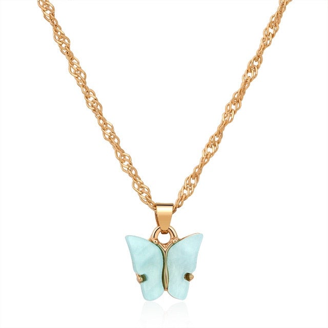 Shiny Big Butterfly Pendant Necklace Rhinestone Chain For Women Bling Tennis Chain Crystal Choker Necklaces Temperament Jewelry