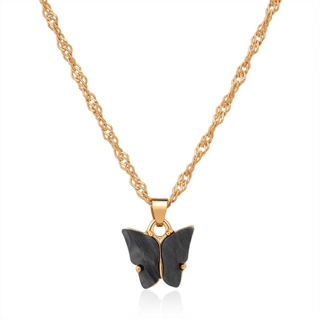 Shiny Big Butterfly Pendant Necklace Rhinestone Chain For Women Bling Tennis Chain Crystal Choker Necklaces Temperament Jewelry