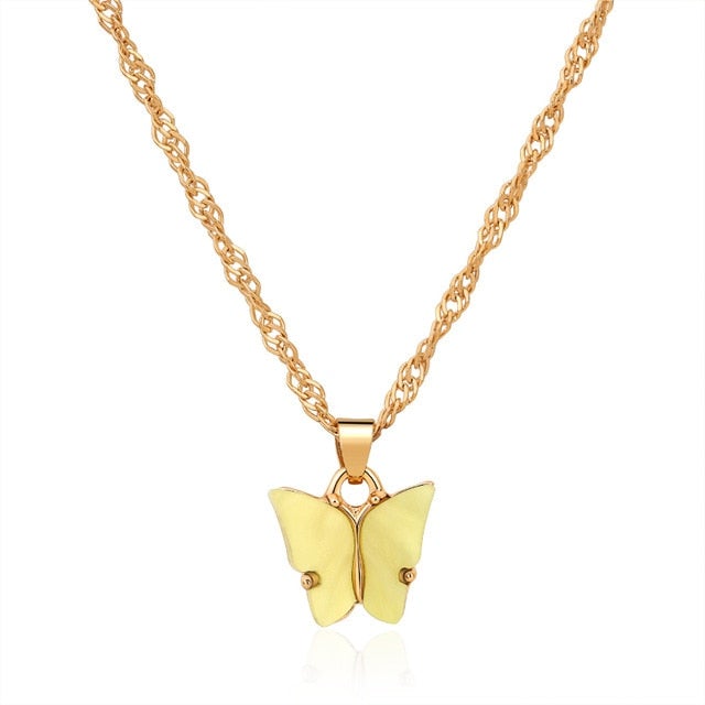 Shiny Big Butterfly Pendant Necklace Rhinestone Chain For Women Bling Tennis Chain Crystal Choker Necklaces Temperament Jewelry