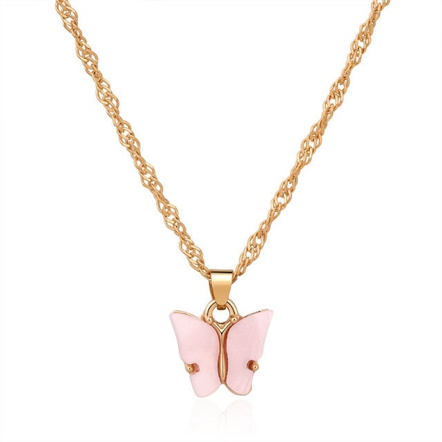 Shiny Big Butterfly Pendant Necklace Rhinestone Chain For Women Bling Tennis Chain Crystal Choker Necklaces Temperament Jewelry
