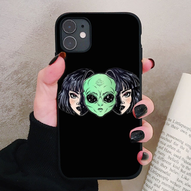 Aesthetics Cute Cartoon alien space Silicone Phone Case For iPhone 12 11 Pro Xs Max 6s 7 8 Plus SE2020 Soft TPU Back Cover