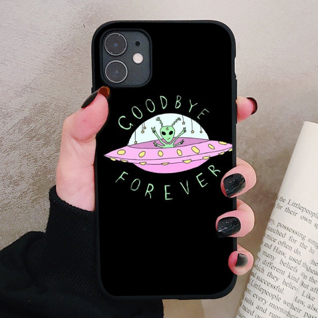 Aesthetics Cute Cartoon alien space Silicone Phone Case For iPhone 12 11 Pro Xs Max 6s 7 8 Plus SE2020 Soft TPU Back Cover