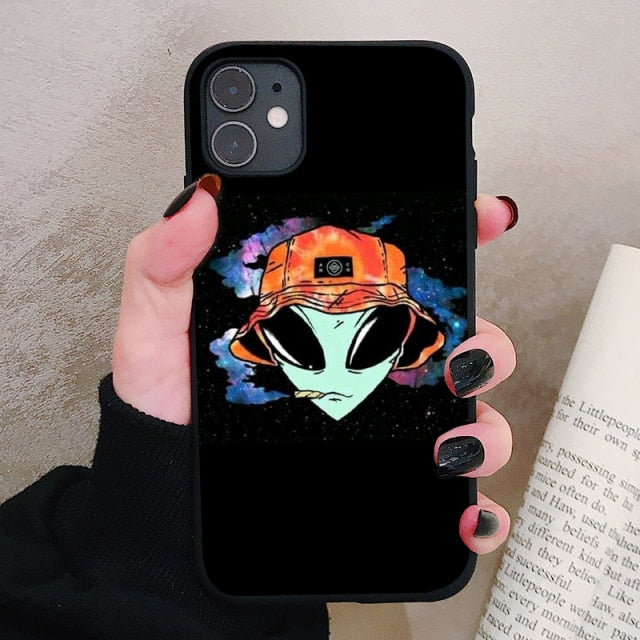 Aesthetics Cute Cartoon alien space Silicone Phone Case For iPhone 12 11 Pro Xs Max 6s 7 8 Plus SE2020 Soft TPU Back Cover