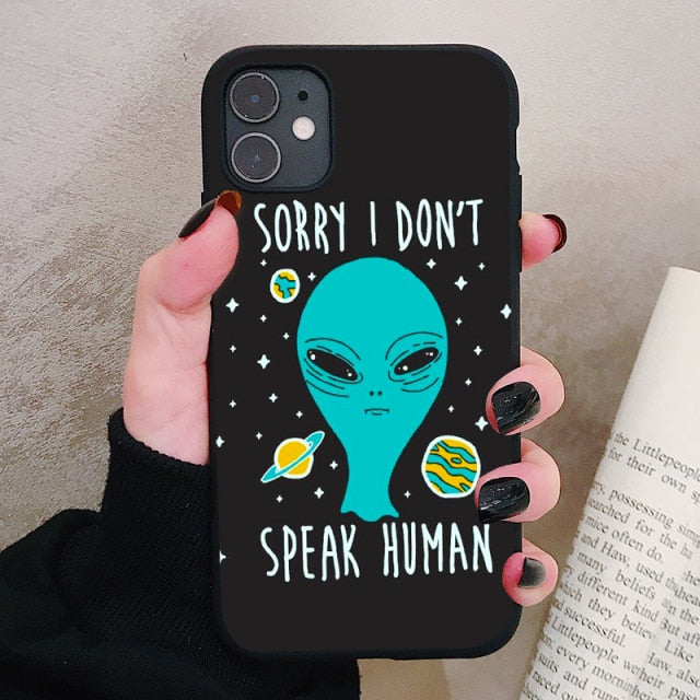 Aesthetics Cute Cartoon alien space Silicone Phone Case For iPhone 12 11 Pro Xs Max 6s 7 8 Plus SE2020 Soft TPU Back Cover