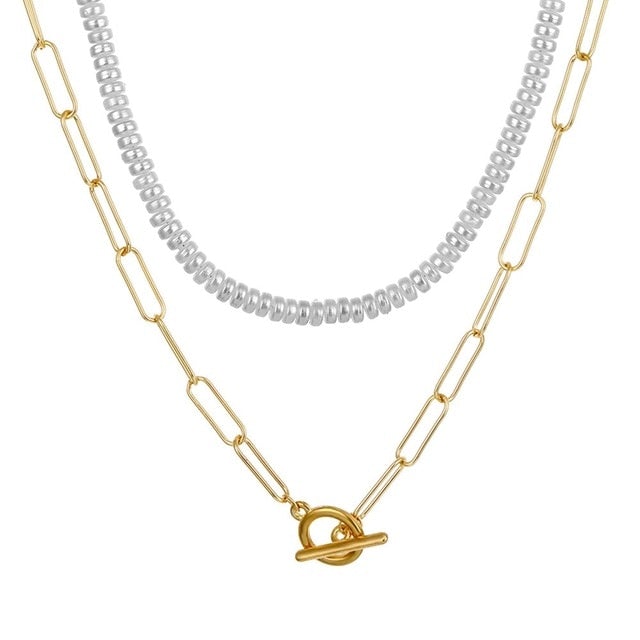 VKME Trendy Multilayered Butterfly Pearl Necklace For Women Fashion Sun Star Gold Pearl Choker Necklaces 2021 Trend Jewelry Gift