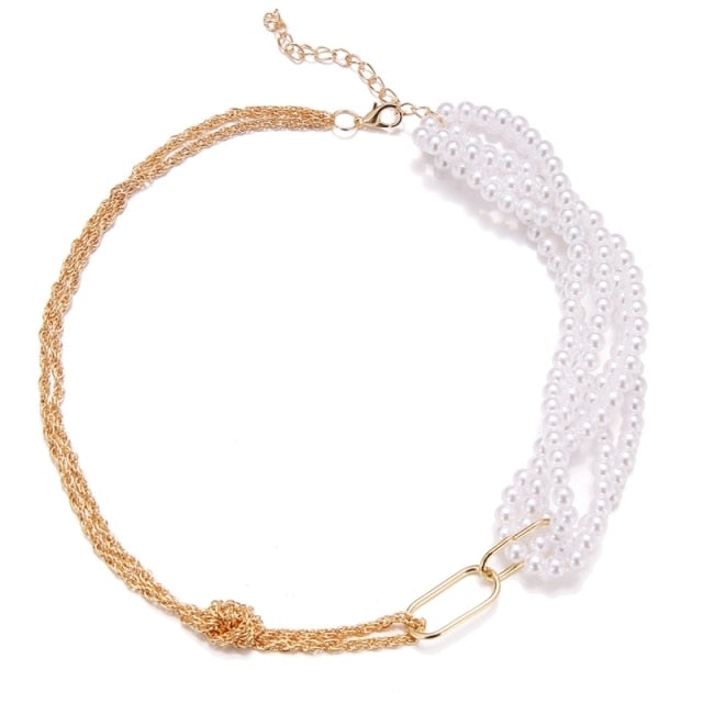 VKME Trendy Multilayered Butterfly Pearl Necklace For Women Fashion Sun Star Gold Pearl Choker Necklaces 2021 Trend Jewelry Gift