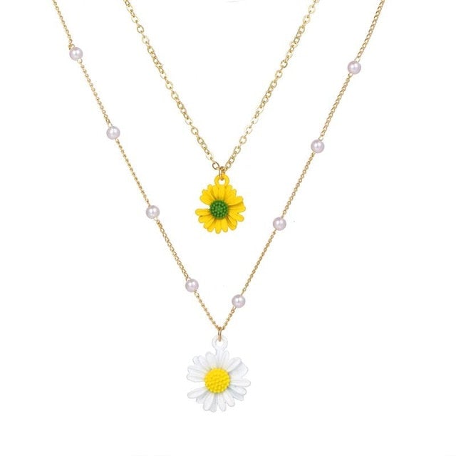 VKME Trendy Multilayered Butterfly Pearl Necklace For Women Fashion Sun Star Gold Pearl Choker Necklaces 2021 Trend Jewelry Gift