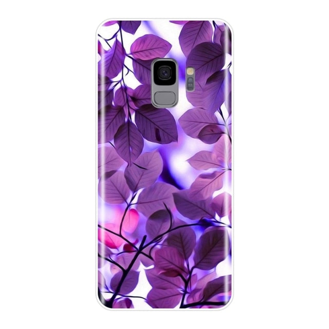 Purple Flower Soft Silicone Phone Case For Samsung Galaxy Note 4 5 8 9 Back Cover For Samsung Galaxy S8 S9 Plus S5 S6 S7 Edge
