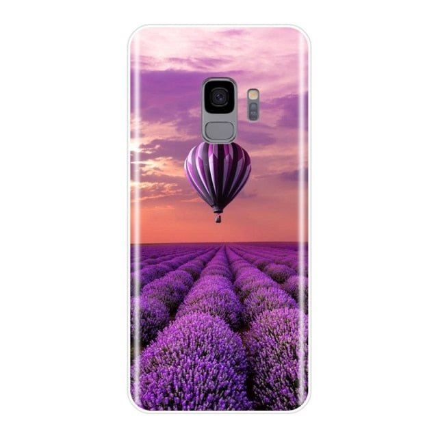 Purple Flower Soft Silicone Phone Case For Samsung Galaxy Note 4 5 8 9 Back Cover For Samsung Galaxy S8 S9 Plus S5 S6 S7 Edge