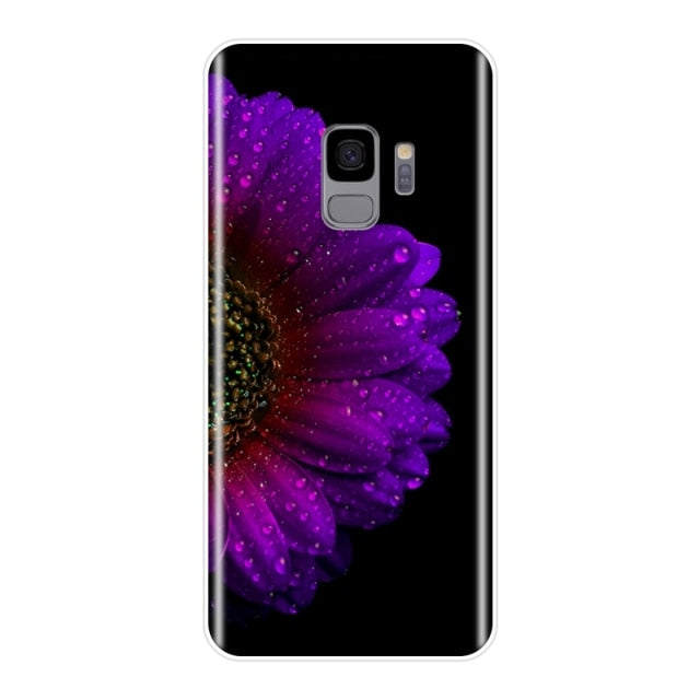 Purple Flower Soft Silicone Phone Case For Samsung Galaxy Note 4 5 8 9 Back Cover For Samsung Galaxy S8 S9 Plus S5 S6 S7 Edge
