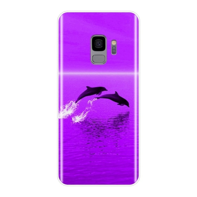 Purple Flower Soft Silicone Phone Case For Samsung Galaxy Note 4 5 8 9 Back Cover For Samsung Galaxy S8 S9 Plus S5 S6 S7 Edge