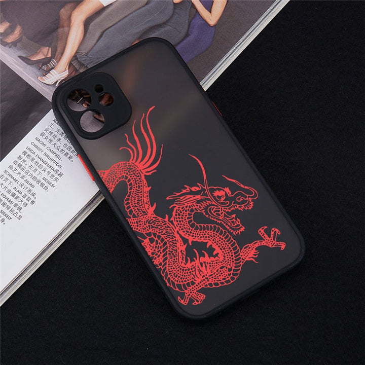 Unique Aesthetic Design Red Dragon Phone Case for iPhone 12 Mini 11 Pro X XS XR Max 6 6S 7 8 Plus SE 2020 Skin Feel Back Cover