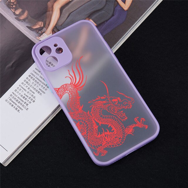 Unique Aesthetic Design Red Dragon Phone Case for iPhone 12 Mini 11 Pro X XS XR Max 6 6S 7 8 Plus SE 2020 Skin Feel Back Cover