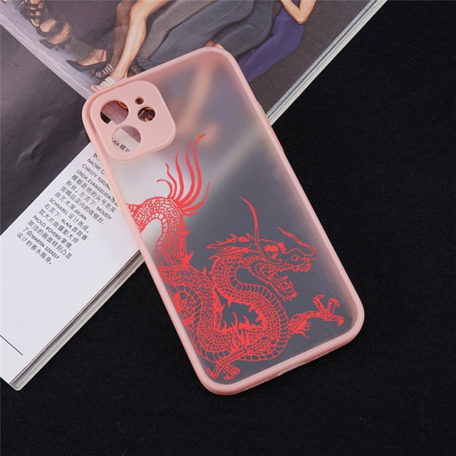 Unique Aesthetic Design Red Dragon Phone Case for iPhone 12 Mini 11 Pro X XS XR Max 6 6S 7 8 Plus SE 2020 Skin Feel Back Cover