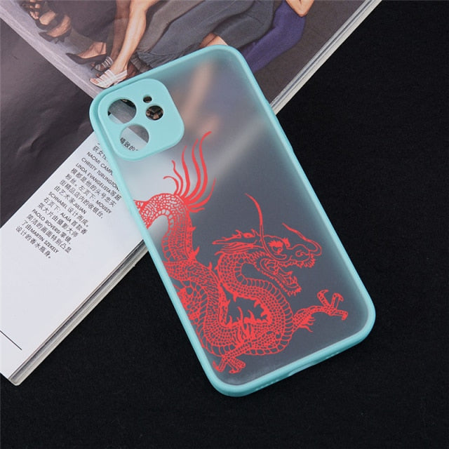 Unique Aesthetic Design Red Dragon Phone Case for iPhone 12 Mini 11 Pro X XS XR Max 6 6S 7 8 Plus SE 2020 Skin Feel Back Cover