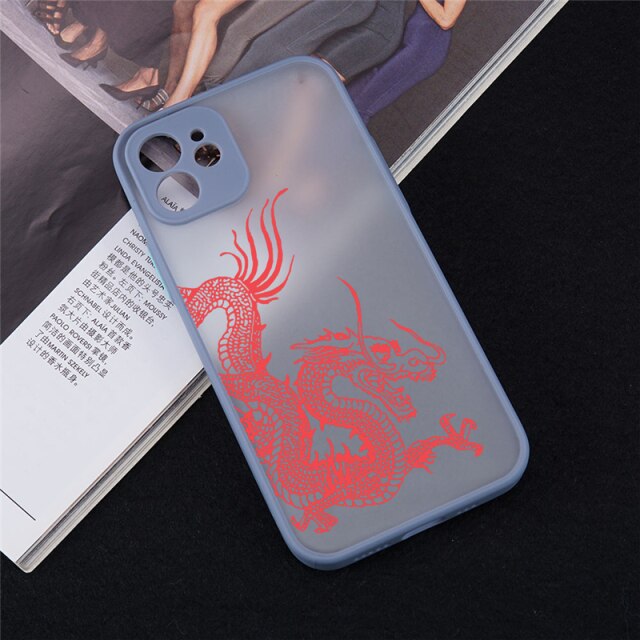 Unique Aesthetic Design Red Dragon Phone Case for iPhone 12 Mini 11 Pro X XS XR Max 6 6S 7 8 Plus SE 2020 Skin Feel Back Cover