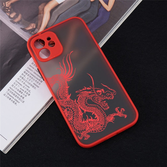Unique Aesthetic Design Red Dragon Phone Case for iPhone 12 Mini 11 Pro X XS XR Max 6 6S 7 8 Plus SE 2020 Skin Feel Back Cover