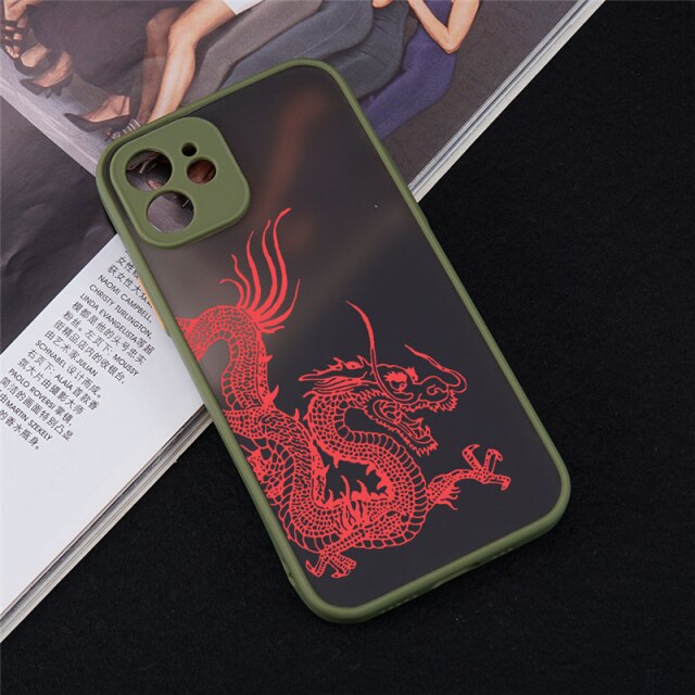 Unique Aesthetic Design Red Dragon Phone Case for iPhone 12 Mini 11 Pro X XS XR Max 6 6S 7 8 Plus SE 2020 Skin Feel Back Cover