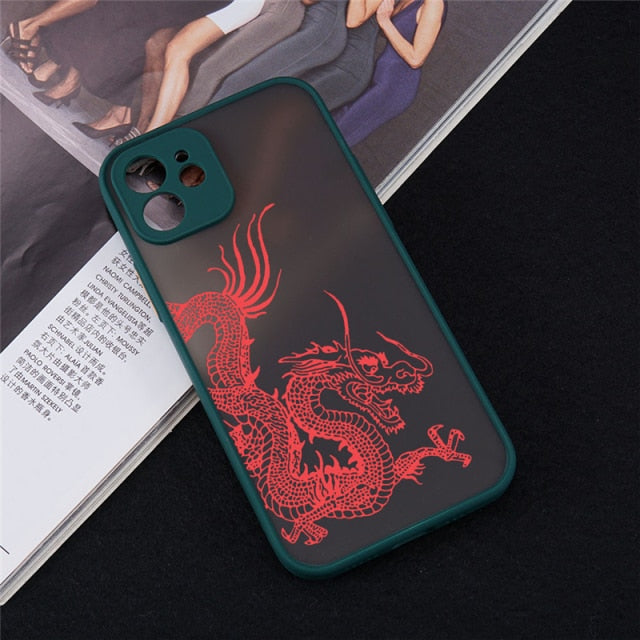 Unique Aesthetic Design Red Dragon Phone Case for iPhone 12 Mini 11 Pro X XS XR Max 6 6S 7 8 Plus SE 2020 Skin Feel Back Cover