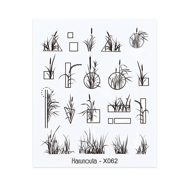 Harunouta Spring Simple Green Theme Water Decal Sticker Flower Leaf Tree Summer DIY Slider For Manicuring Nail Art Watermarks