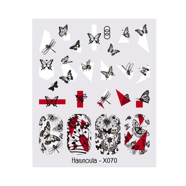 Harunouta Spring Simple Green Theme Water Decal Sticker Flower Leaf Tree Summer DIY Slider For Manicuring Nail Art Watermarks