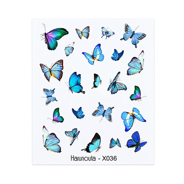 Harunouta Spring Simple Green Theme Water Decal Sticker Flower Leaf Tree Summer DIY Slider For Manicuring Nail Art Watermarks