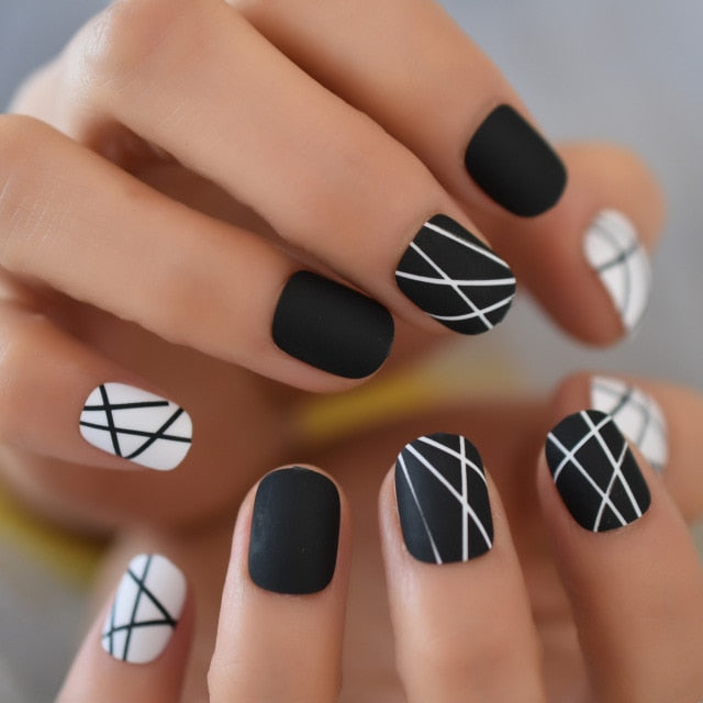 Summer Short Natural Nude White French Nail Tips False Fake Nails UV Gel Press on Ultra Easy Wear for Home Office Wear