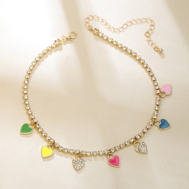 Lost Lady Butterfly Cross Cherry Heart Pendants Necklace for Women Rhinestone Crystal Chain Chokers Necklace Jewelry Wholesale