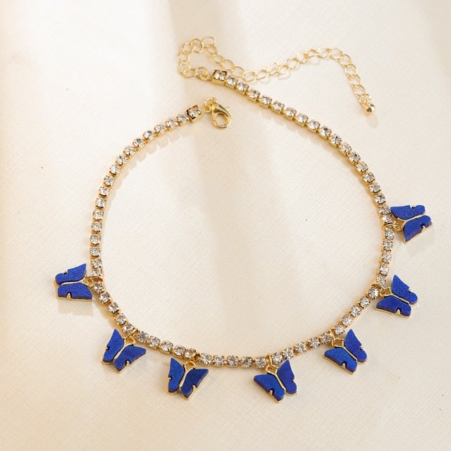 Lost Lady Butterfly Cross Cherry Heart Pendants Necklace for Women Rhinestone Crystal Chain Chokers Necklace Jewelry Wholesale