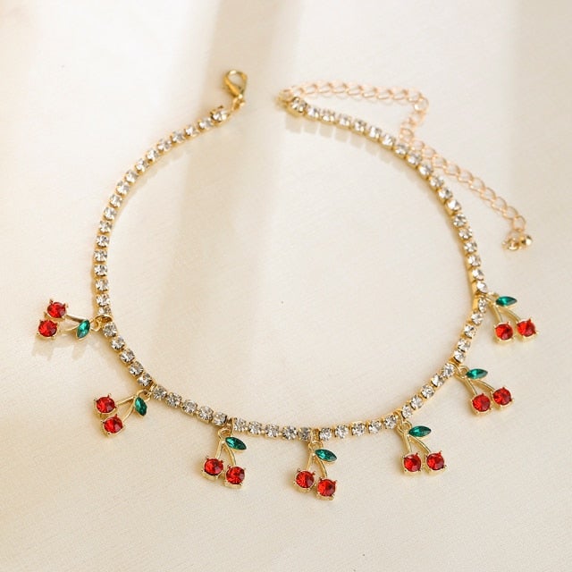 Lost Lady Butterfly Cross Cherry Heart Pendants Necklace for Women Rhinestone Crystal Chain Chokers Necklace Jewelry Wholesale