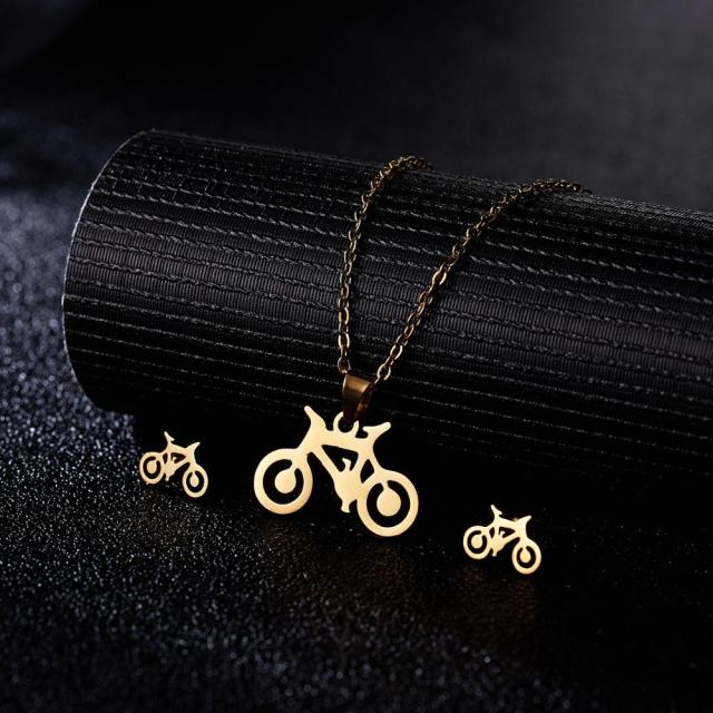 Rinhoo Mother's Day Jewelry Set Gift Stainless Steel Mama Love Heart Rose Flower Pendant Necklace Earrings Mom Thanksgiving Gift