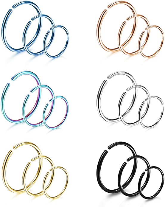 2pcs 20G 0.8mm Thin Fake Nose Ring Septum