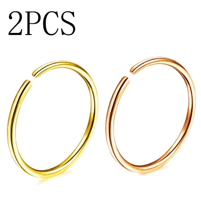 2pcs 20G 0.8mm Thin Fake Nose Ring Septum