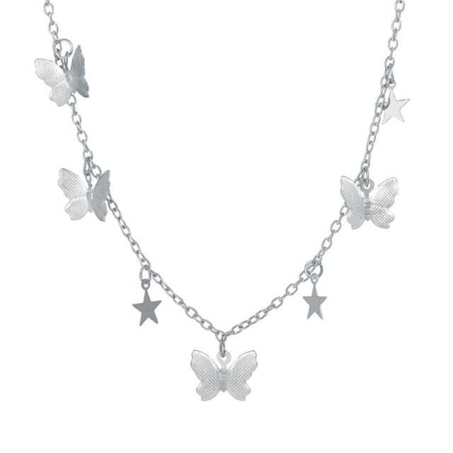 17KM Trendy Butterfly Star Pendant Necklace For Women Punk Gold Silver Color Choker Necklaces 2021 Collares Jewelry Gift