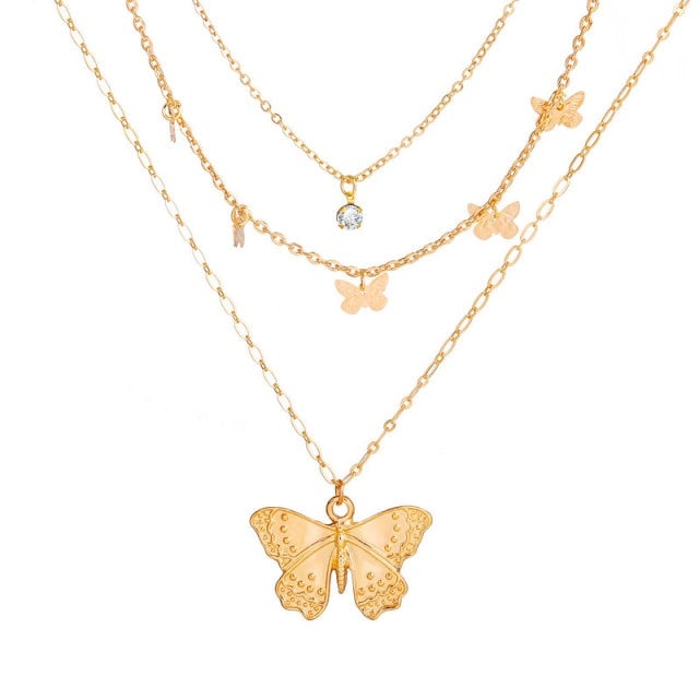 17KM Trendy Butterfly Star Pendant Necklace For Women Punk Gold Silver Color Choker Necklaces 2021 Collares Jewelry Gift