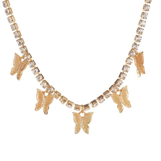 17KM Trendy Butterfly Star Pendant Necklace For Women Punk Gold Silver Color Choker Necklaces 2021 Collares Jewelry Gift