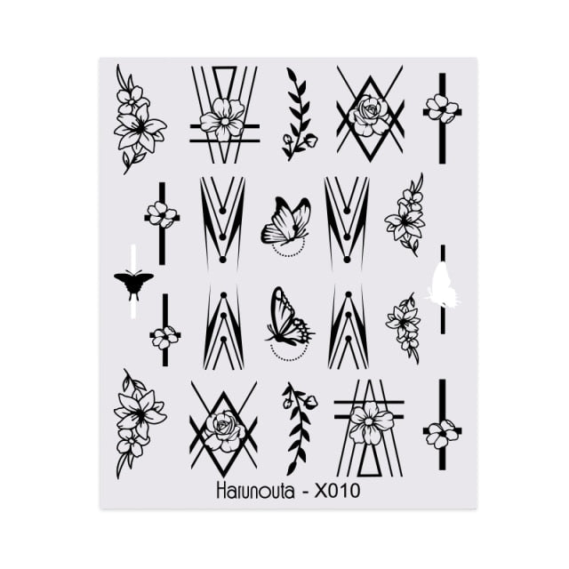 Harunouta Simple Green Flowers Leaves Tree Water Decals Spring Summer Theme Floral Transfer Stickers Slider Nail Art Decoration