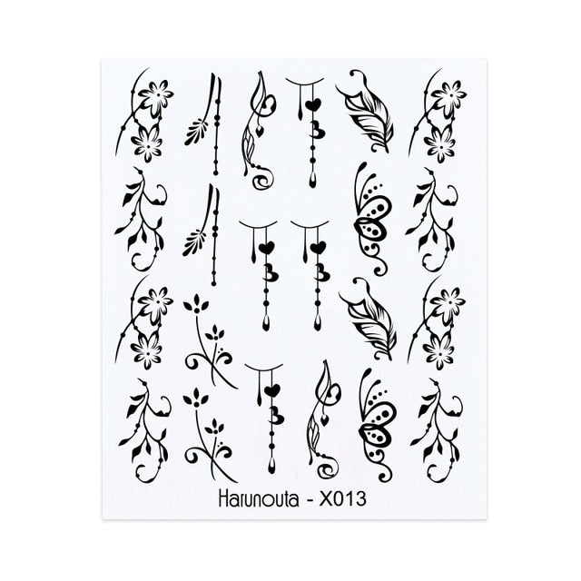 Harunouta Simple Green Flowers Leaves Tree Water Decals Spring Summer Theme Floral Transfer Stickers Slider Nail Art Decoration