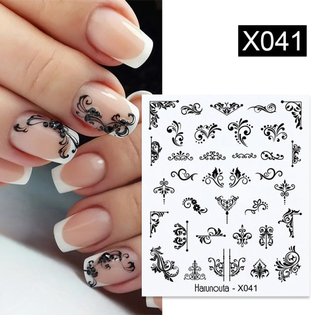 Harunouta Simple Green Flowers Leaves Tree Water Decals Spring Summer Theme Floral Transfer Stickers Slider Nail Art Decoration