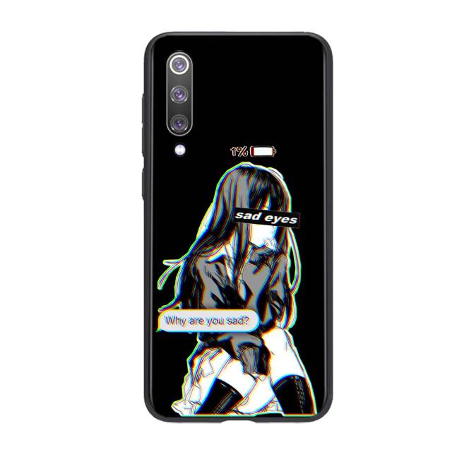Sad Anime Aesthetic Senpai For Xiaomi Mi 11 10T Note 10 Poco X3 NFC M2 X2 F2 C3 M3 Play Mix 3 A2 8 Lite Pro Phone Case